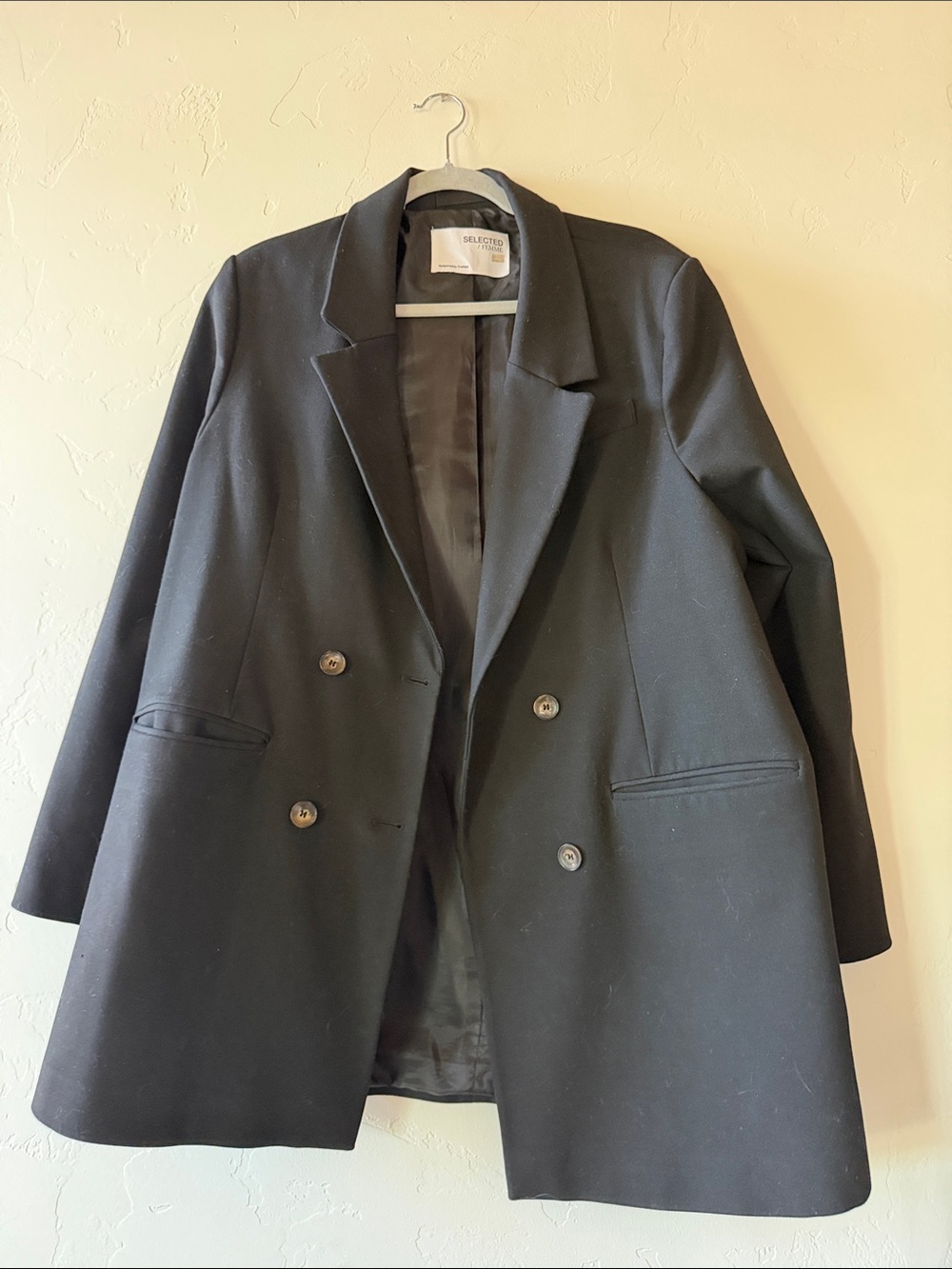 Selected Femme Black Double-Breasted Blazer Jacket